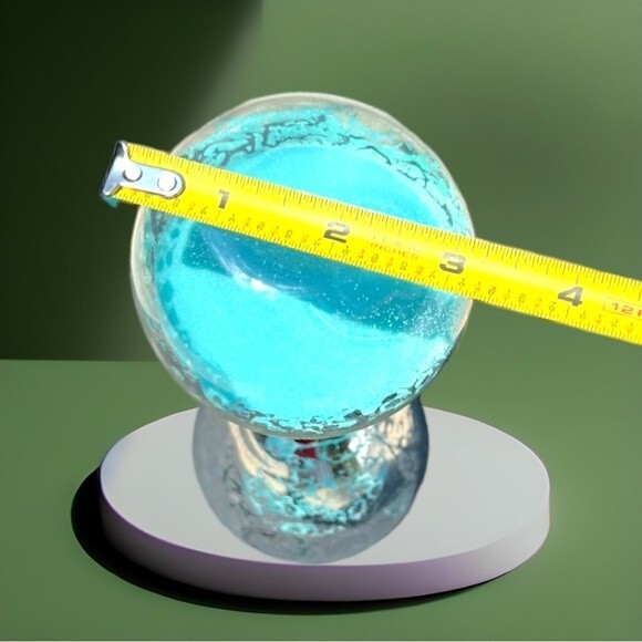 VINTAGE HOUR GLASS BLUE SAND- UNIQUE SILVER ETCHING DETAIL Caribbean Ocean Blue - Picture 9 of 9